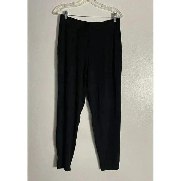 Eileen Fisher Womens High Rise Flat Front Tapered Leg Jogger Pants Black S - Picture 1 of 6